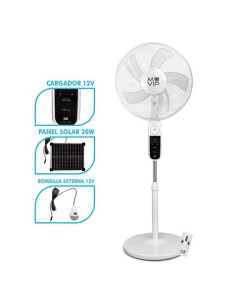 VENTILADOR DE PIE SOLAR 40CM | LUZ | USB | 12000MAH |4 VELOCIDADES MUVIP