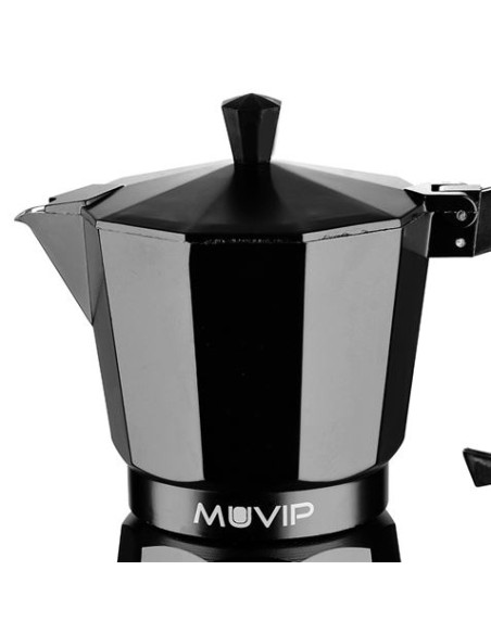 CAFETERA 1 TAZA ALUMINIO NEGRO MATE ANTIADHERENTE MUVIP