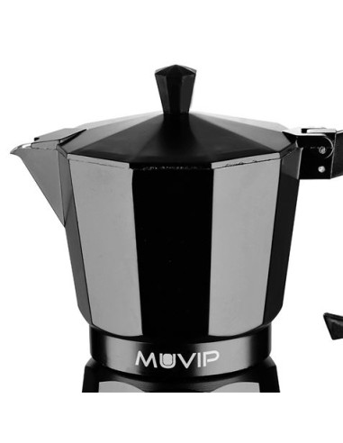 CAFETERA 6 TAZAS ALUMINIO NEGRO MATE ANTIADHERENTE MUVIP
