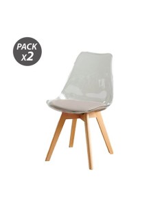 PACK 2 SILLAS DESIGN D1000 TRANSPARENTES + COJÃN MARRÃ“N MUVIP