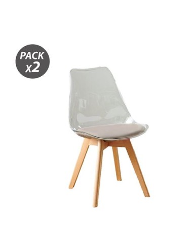 PACK 2 SILLAS DESIGN D1000 TRANSPARENTES + COJÃN MARRÃ“N MUVIP