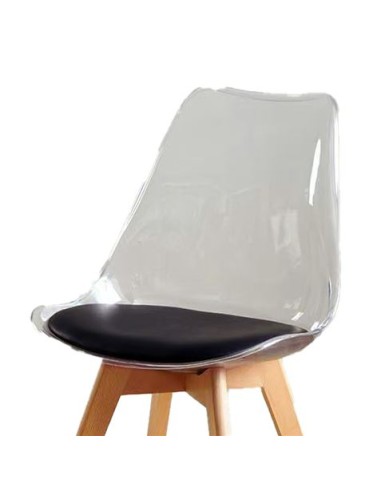 PACK 2 SILLAS DESIGN D1000 TRANSPARENTES + COJÃN NEGRO MUVIP