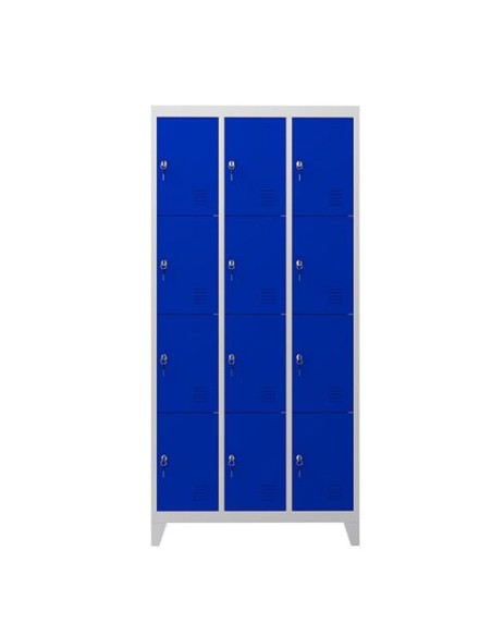 TAQUILLA METÃLICA CON PATAS 12 PUERTAS 1900X1000X500MM AZUL CROMAD