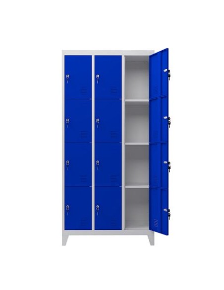 TAQUILLA METÃLICA CON PATAS 12 PUERTAS 1900X1000X500MM AZUL CROMAD