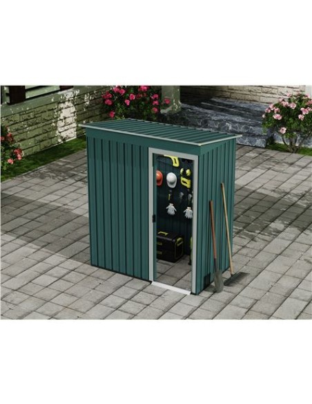 CASETA DE METAL | PUERTAS CORREDERAS 91X151X182CM (1.37M2) VERDE SUNGARDEN