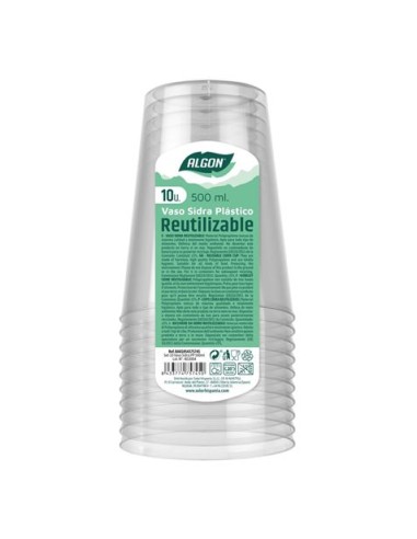SET 15 VASOS REUTILIZABLES PLASTICO 500ML ALGON