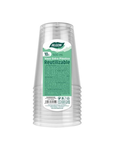 SET 15 VASOS REUTILIZABLES PLASTICO 500ML ALGON