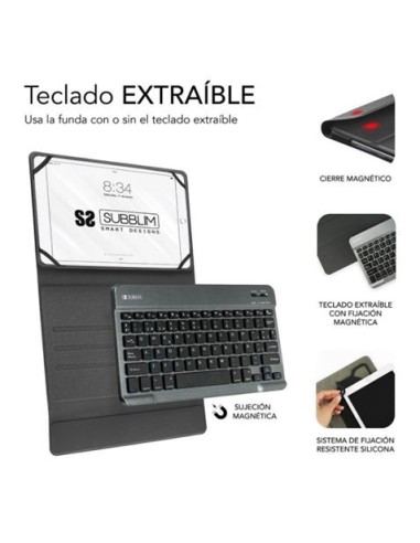 FUNDA CON TECLADO BLUETOOTH EXTRAIBE 10.1-10.8\" SUBBLIM