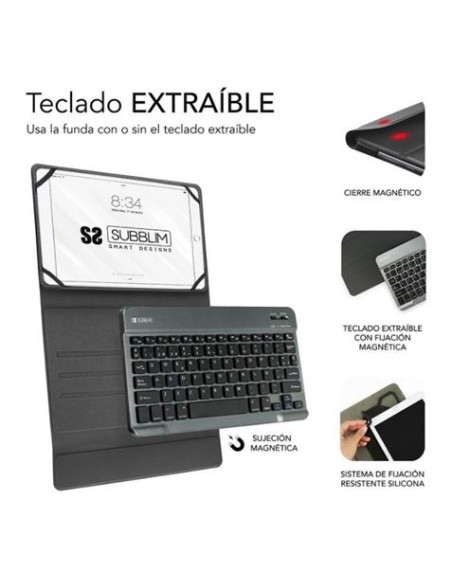 FUNDA CON TECLADO BLUETOOTH EXTRAIBE 10.1-10.8\" SUBBLIM