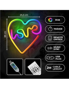 LAMPARA DECORATIVA NEON LED LOVE IN HEART FOREVER 2