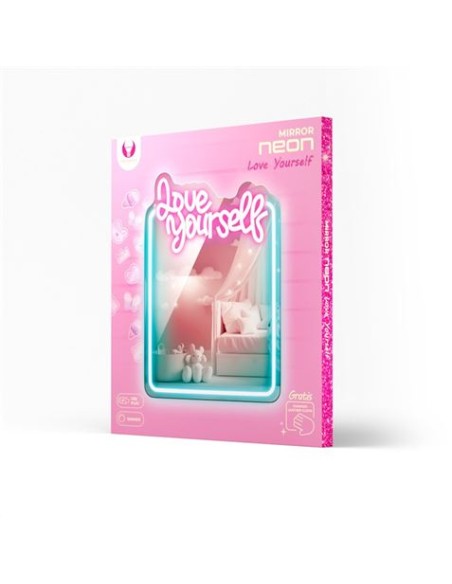 ESPEJO DECORATIVO CON NEON LED LOVE YOURSELF FOREVER