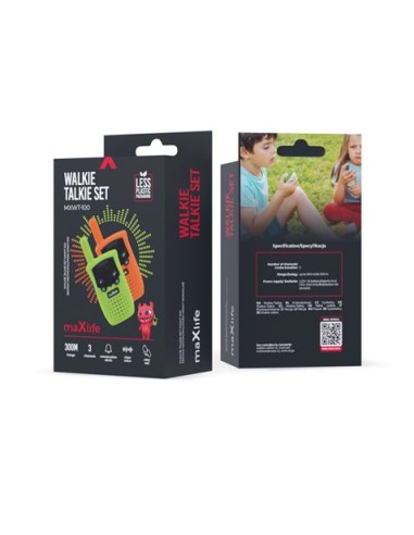 PACK 2 WALKIE TALKIE MXWT-100 VERDE NARANJA MAXLIFE