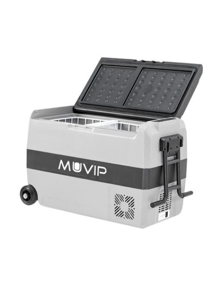 NEVERA PORTATIL CON COMPRESOR 44 LITROS 80W CON RUEDAS DOBLE ZONA MUVIP