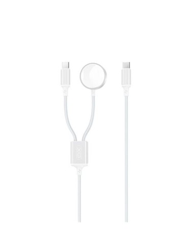CABLE 2 EN 1 60W TIPO C + CABLE CARGA MAGNETICA APPLE WATCH BLANCO XO
