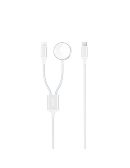 CABLE 2 EN 1 60W TIPO C + CABLE CARGA MAGNETICA APPLE WATCH BLANCO XO