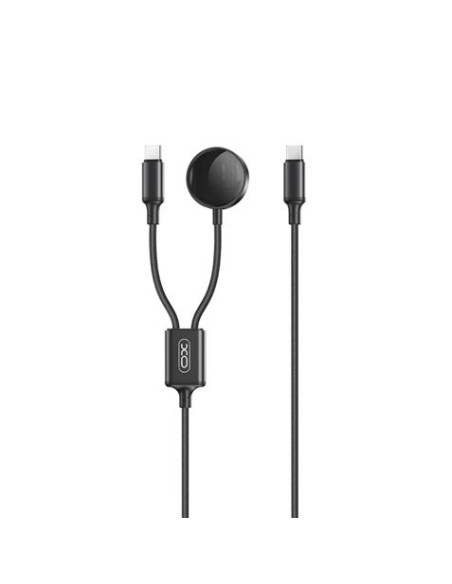CABLE 2 EN 1 60W TIPO C + CABLE CARGA MAGNETICA APPLE WATCH NEGRO XO
