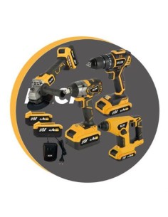 PACK 20V TALADRO + LLAVE DE IMPACTO + RADIAL + MARTILLO 2X 4AH BLIM