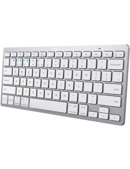 TECLADO COMPACTO INALAMBRICO BLUETOOTH PLATA TRUST