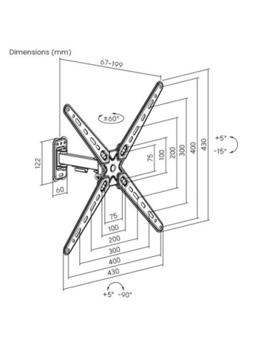 SOPORTE CON BRAZO TV 13\"-55\" UNA EXTENSION CROMAD