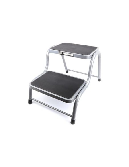 TABURETE ACERO 2 PELDAÃ‘OS MADER