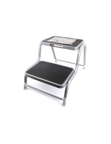 TABURETE ACERO 2 PELDAÃ‘OS MADER