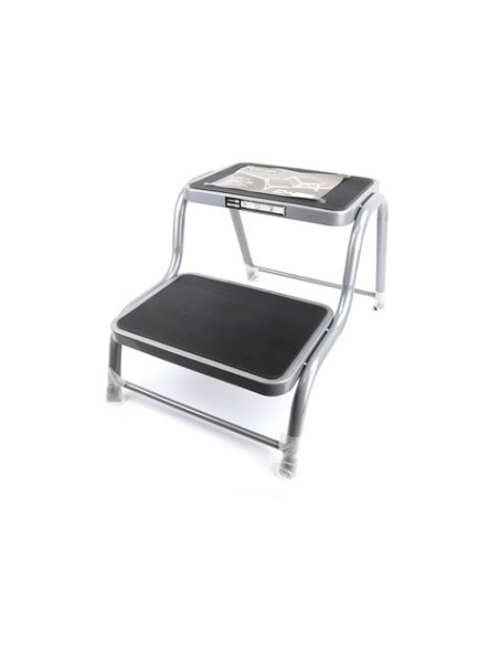 TABURETE ACERO 2 PELDAÃ‘OS MADER