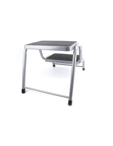 TABURETE ACERO 2 PELDAÃ‘OS MADER