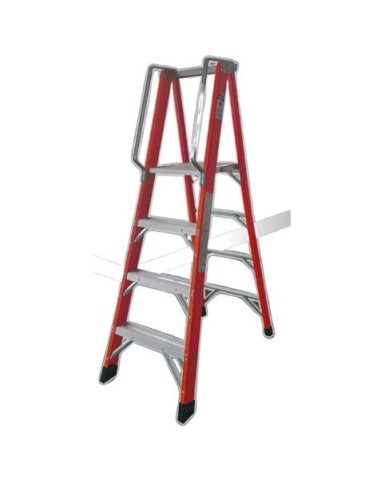 ESCALERA ELECTRICISTA FIBRA DE VIDRIO + ALUMINIO 6 PELDAÃ‘OS MADER