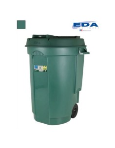 CUBO PAPELERA CON RUEDAS 110 LITROS VERDE EDA