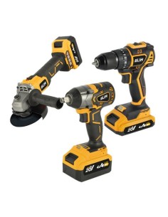 PACK 20V TALADRO + LLAVE IMPACTO + RADIAL S/CARBONES | 2 BATERIAS 4AH BLIM