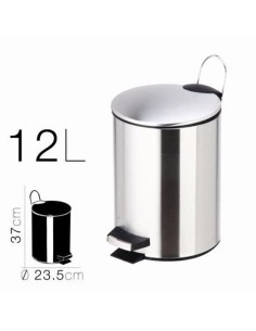 PAPELERA METALICA CON PEDAL PLATA 23.5X37CM