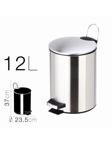 PAPELERA METALICA CON PEDAL PLATA 23.5X37CM