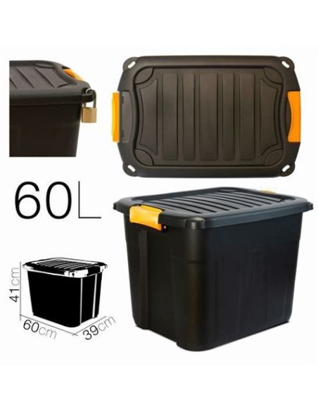 CAJA DE ALMACENAJE 60X39X41CM NEGRA PARABOX