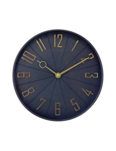 RELOJ DE PARED NEGRO DORADO CON RELIEVE 27CM