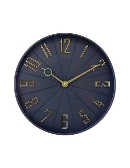 RELOJ DE PARED NEGRO DORADO CON RELIEVE 27CM