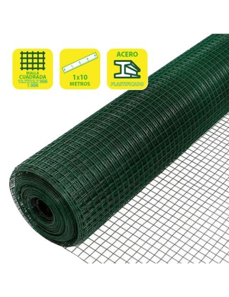 TELA METÃLICA PLASTIFICADA 12.7X12.7X1MM 1X10 METROS SUNGARDEN