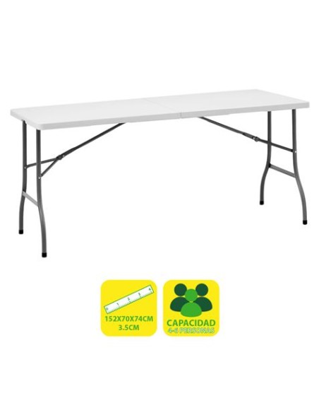 MESA DE RESINA PLEGABLE 152X70X74CM 3.5CM SUNGARDEN