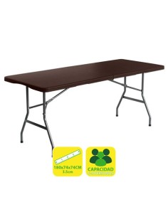 MESA DE RESINA PLEGABLE EFECTO RATÃN 180X74X74CM 3.5CM SUNGARDEN