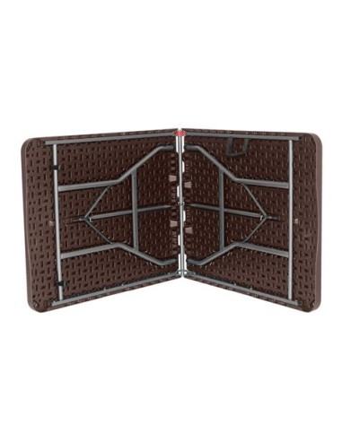 MESA DE RESINA PLEGABLE EFECTO RATÃN 180X74X74CM 3.5CM SUNGARDEN