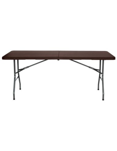 MESA DE RESINA PLEGABLE EFECTO RATÃN 180X74X74CM 3.5CM SUNGARDEN