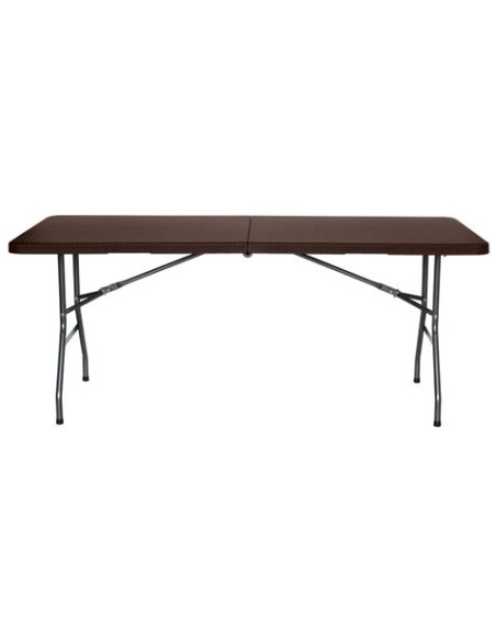 MESA DE RESINA PLEGABLE EFECTO RATÃN 180X74X74CM 3.5CM SUNGARDEN