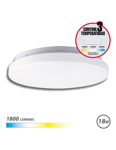 APLIQUE LED TECHO REDONDO 18W | 1800LM | SELECTOR 3 TEMPERATURAS ELBAT