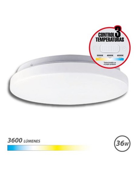 APLIQUE LED TECHO REDONDO 36W | 3600LM | SELECTOR 3 TEMPERATURAS ELBAT
