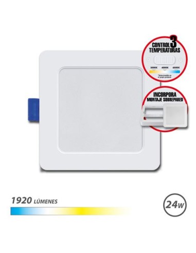 DOWNLIGHT CUADRADO 24W | 1920LM SELECTOR 3 TEMPERATURAS + SOBREPARED ELBAT