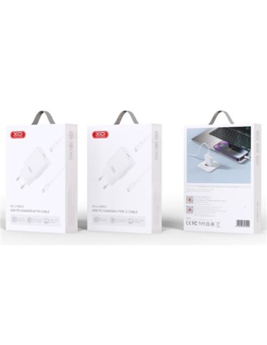 CARGADOR TIPOC 20W CARGA RAPIDA XOL126 + CABLE LIGTHNING XO