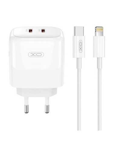 CARGADOR 2XTIPO C 35W CARGA RAPIDA XOL140 + CABLE LIGTHNING XO