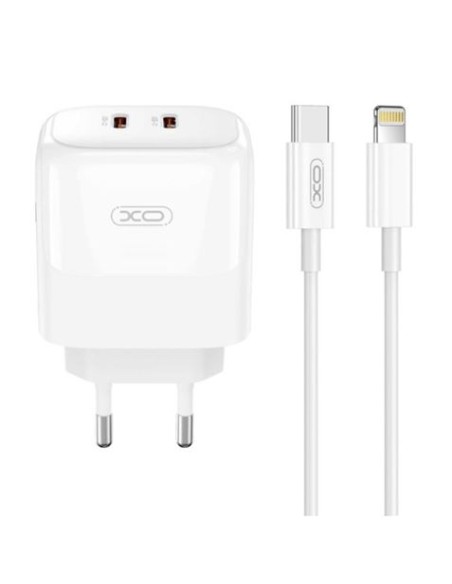 CARGADOR 2XTIPO C 35W CARGA RAPIDA XOL140 + CABLE LIGTHNING XO