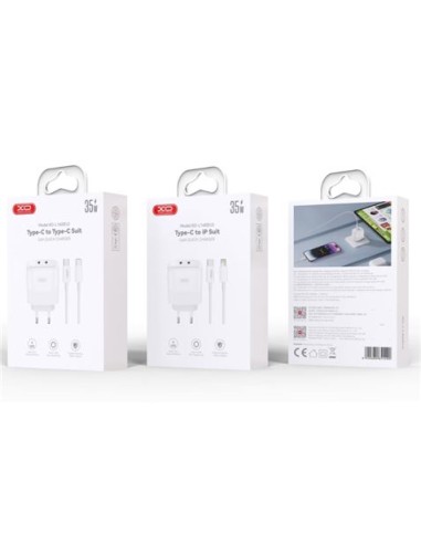 CARGADOR 2XTIPO C 35W CARGA RAPIDA XOL140 + CABLE LIGTHNING XO