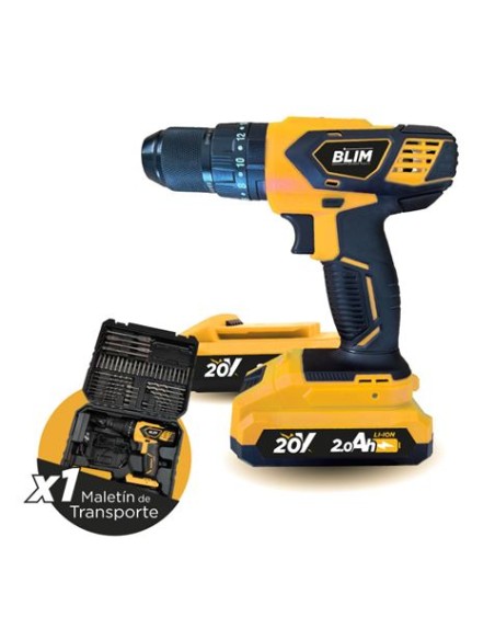 TALADRO PERCUTOR 20V | 2 BATERIAS 2AH + 50 ACCESORIOS BLIM