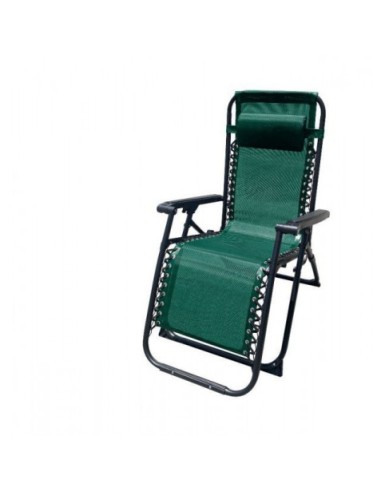 TUMBONA PLEGABLE VERDE DE ACERO CON COJIN CERVICAL